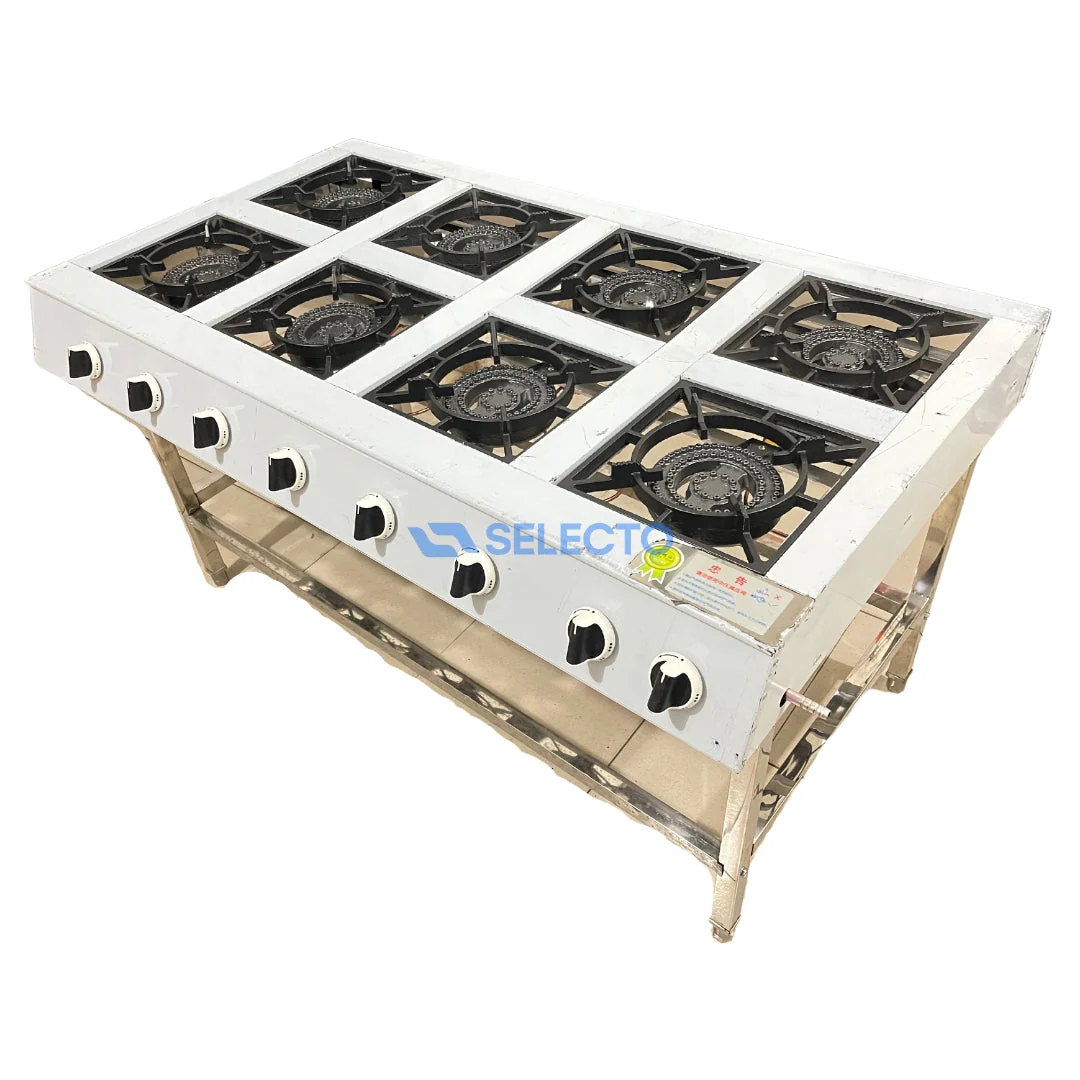 Estufa con Patas de Acero Inoxidable de 8 Quemadores a Gas de Hierro Colado AC-8 - Image 2
