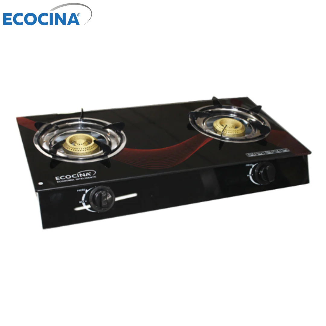 Estufa de 2 Quemadores a Gas de Vidrio Templado Ecocina QH-A2V - Image 2