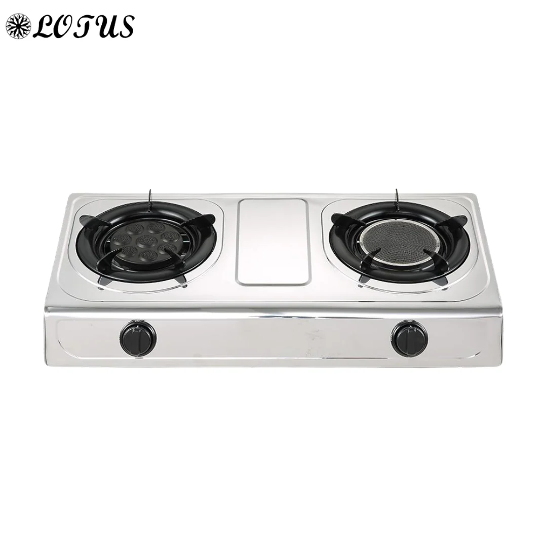 Estufa de 2 Quemadores a Gas en Acero Inoxidable Lotus LT-2319