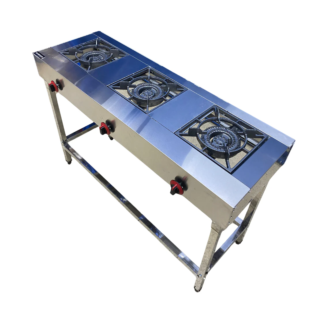 Estufa de 3 Quemadores Lineal a Gas en Acero Inoxidable con Patas 83x120x40cm ACI-300 Industrial. - Image 2
