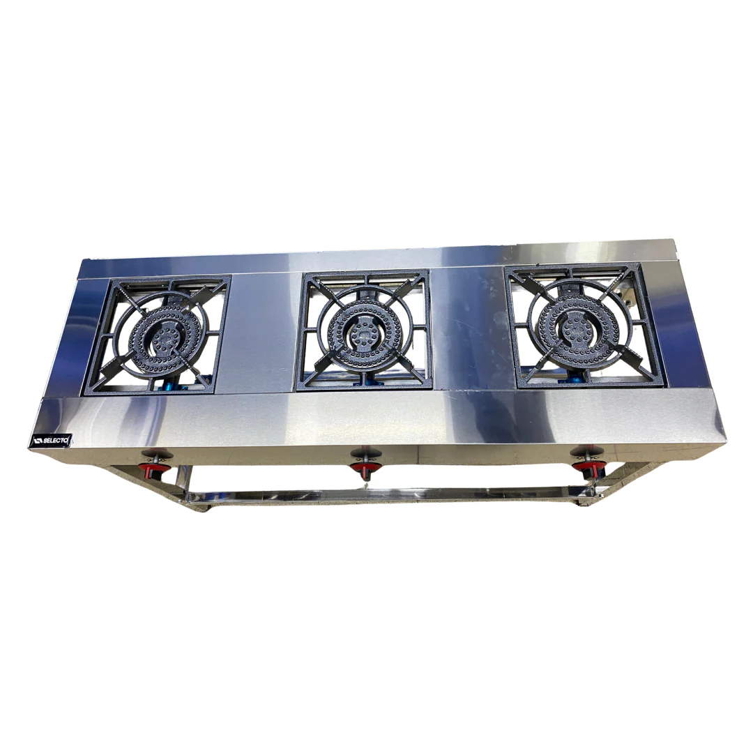 Estufa de 3 Quemadores Lineal a Gas en Acero Inoxidable con Patas 83x120x40cm ACI-300 Industrial. - Image 4