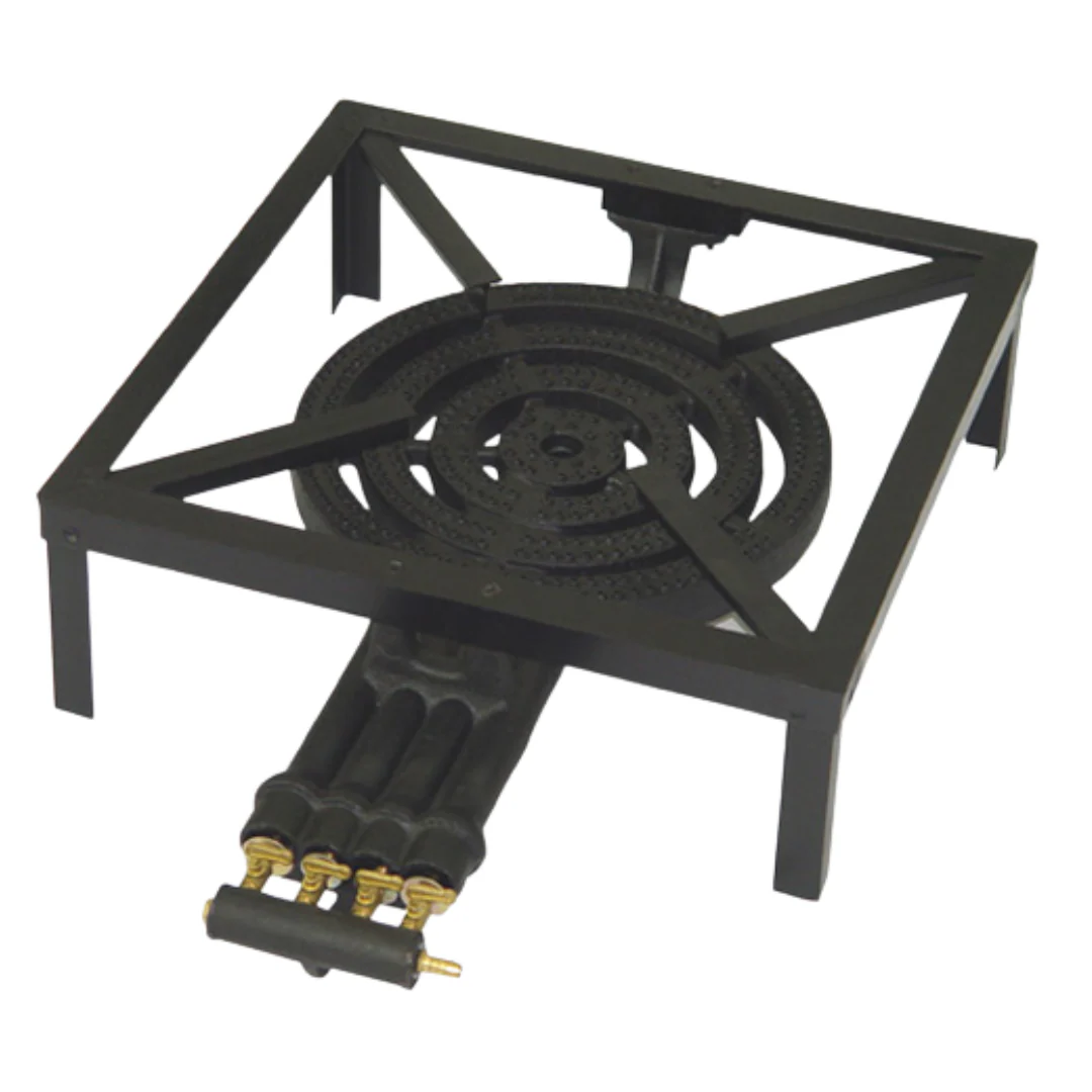 Estufa de 4 Llaves de Hierro Fundido Negro a Gas para Mesa Tres B QH-V4B