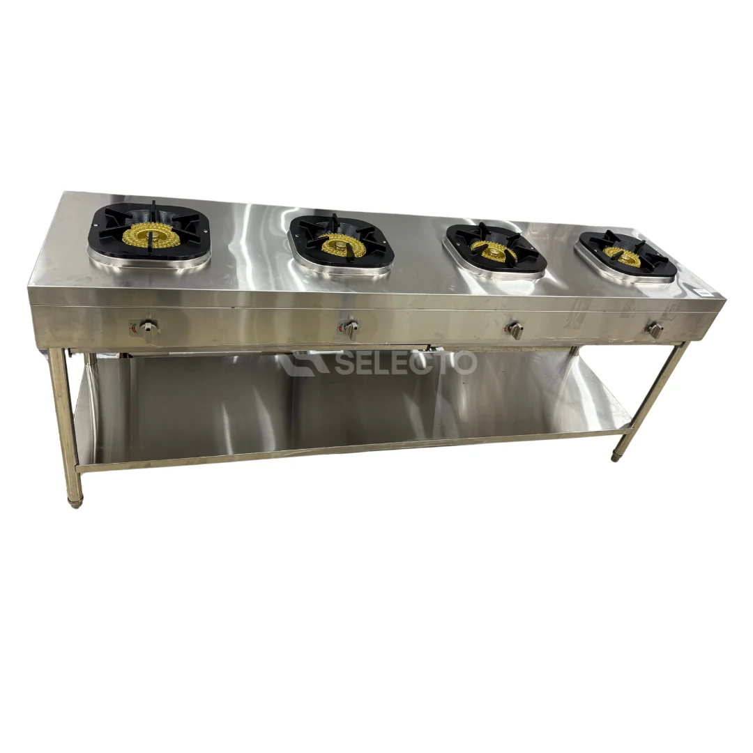 Estufa Industrial Comercial de Acero Inoxidable de 4 Quemadores de Hierro Colado a Gas FS-2000G