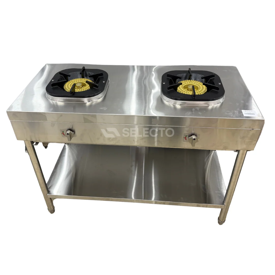 Estufa Industrial Comercial de Acero Inoxidable de 2 Quemadores de Hierro Colado a Gas FS-1100G