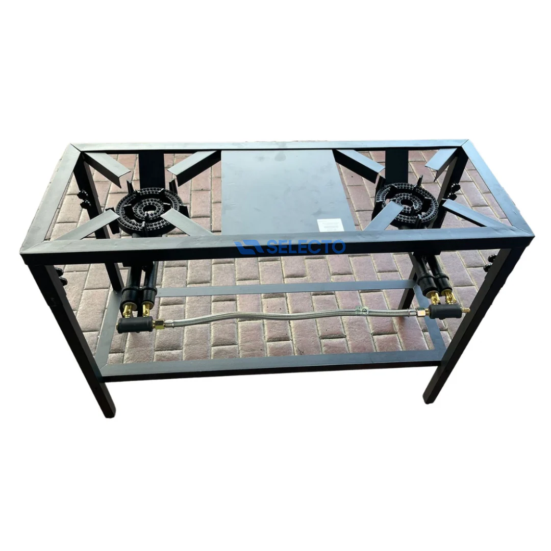 Estufa de Hierro Industrial con Patas 2 Quemadores de 2 Llaves a Gas STB-20-9-2L - Image 2