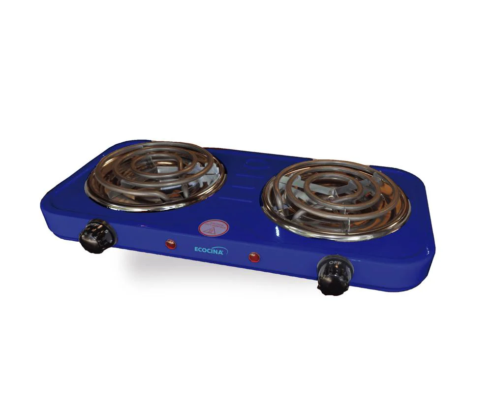 Estufa Eléctrica de 2 Quemadores Azul 1000W+1000W Ecocina C-E2A