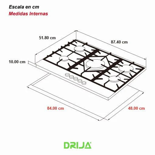 Estufa Empotrable 5 Quemadores FERRARA 90 Pro Drija - Image 4