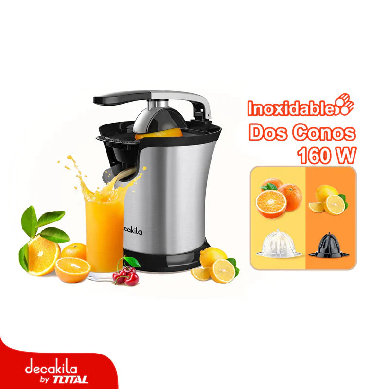 Exprimidor De Cítricos 160W 120V Doble Cono. Sistema Anti-Goteo. Fácil De Limpiar. Agarre Suave. Decakila KUJC008B
