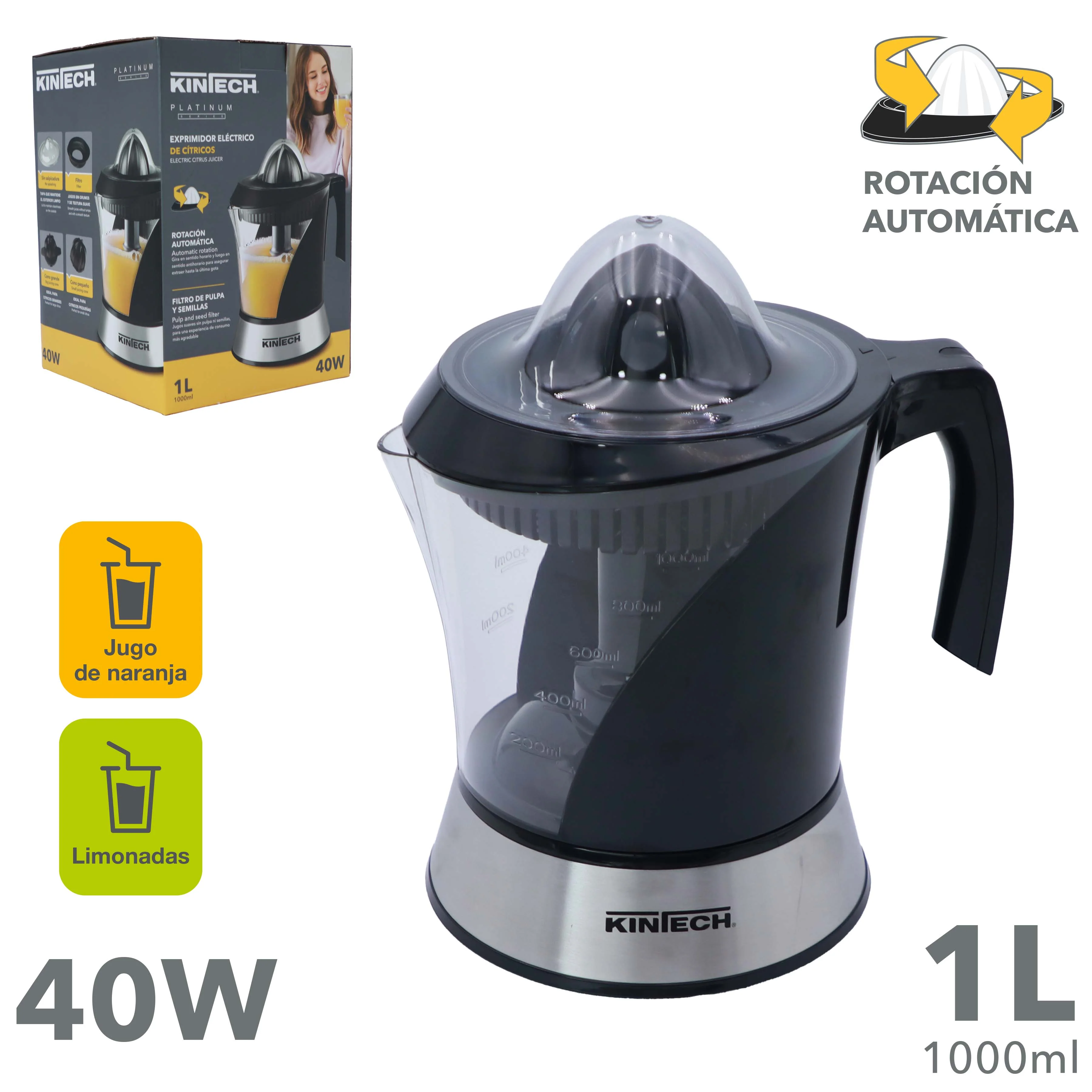 Exprimidor de Cítricos Eléctrico 1 Litros 40W Kintech KT-BH3322