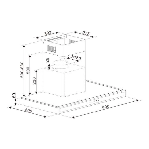 Extractor de Grasa Tipo Campana Negro Quadrato 90 Black Drija - Image 4
