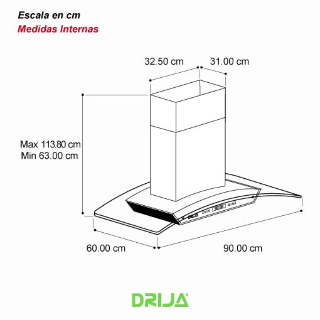 Extractor de Grasa Prisma Isla Touch 90 Drija - Image 2