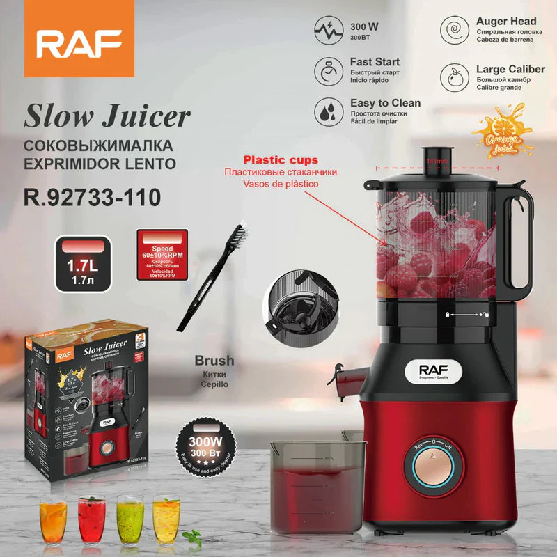 Extractor De Jugo 300W. Exprimidor De Zumo 1.7L Con Calibre Amplio Y Silencioso Para Jugos Naturales 110V. R.92733-110