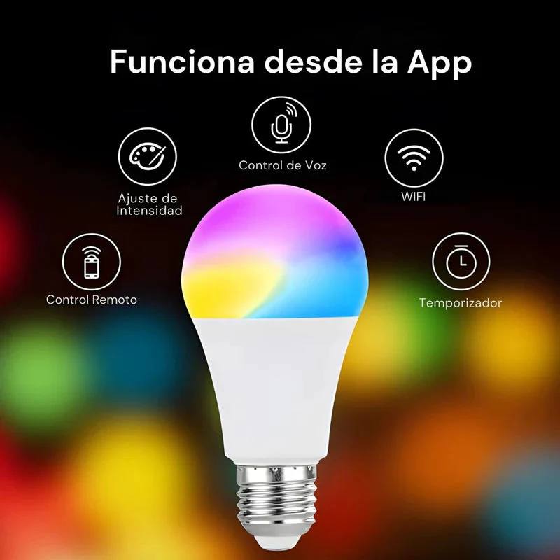 Foco Bombillo Inteligente LED RGB Wifi+Bluetooth. 9W Foco Iluminación RGB Con App Y Control Remoto Compatible Con Alexa Y Google Assistant. Bombilla TU172 - Image 2