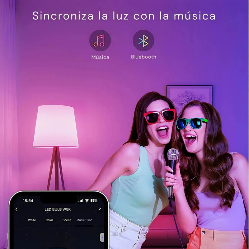 Foco Bombillo Inteligente LED RGB Wifi+Bluetooth. 9W Foco Iluminación RGB Con App Y Control Remoto Compatible Con Alexa Y Google Assistant. Bombilla TU172 - Image 5