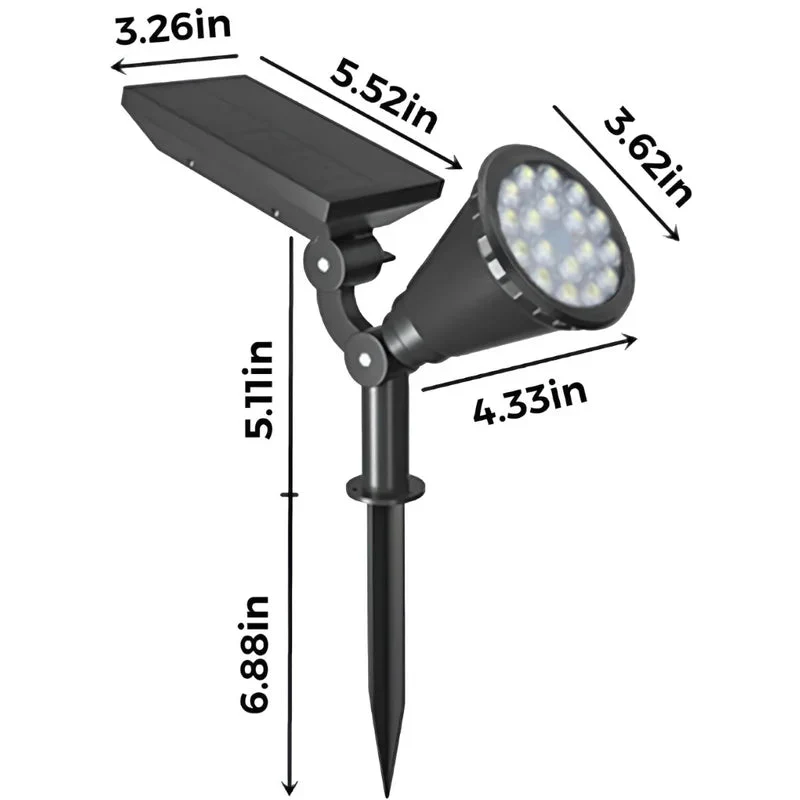 Foco Lampara Solar Para Césped O Pared 18LED. Lampara Negra Con Panel Sol Integrado. Reflector Solar Para Jardín. Ilumina Hasta 7 Metros. (Luz Blanca) AB177 - Image 6
