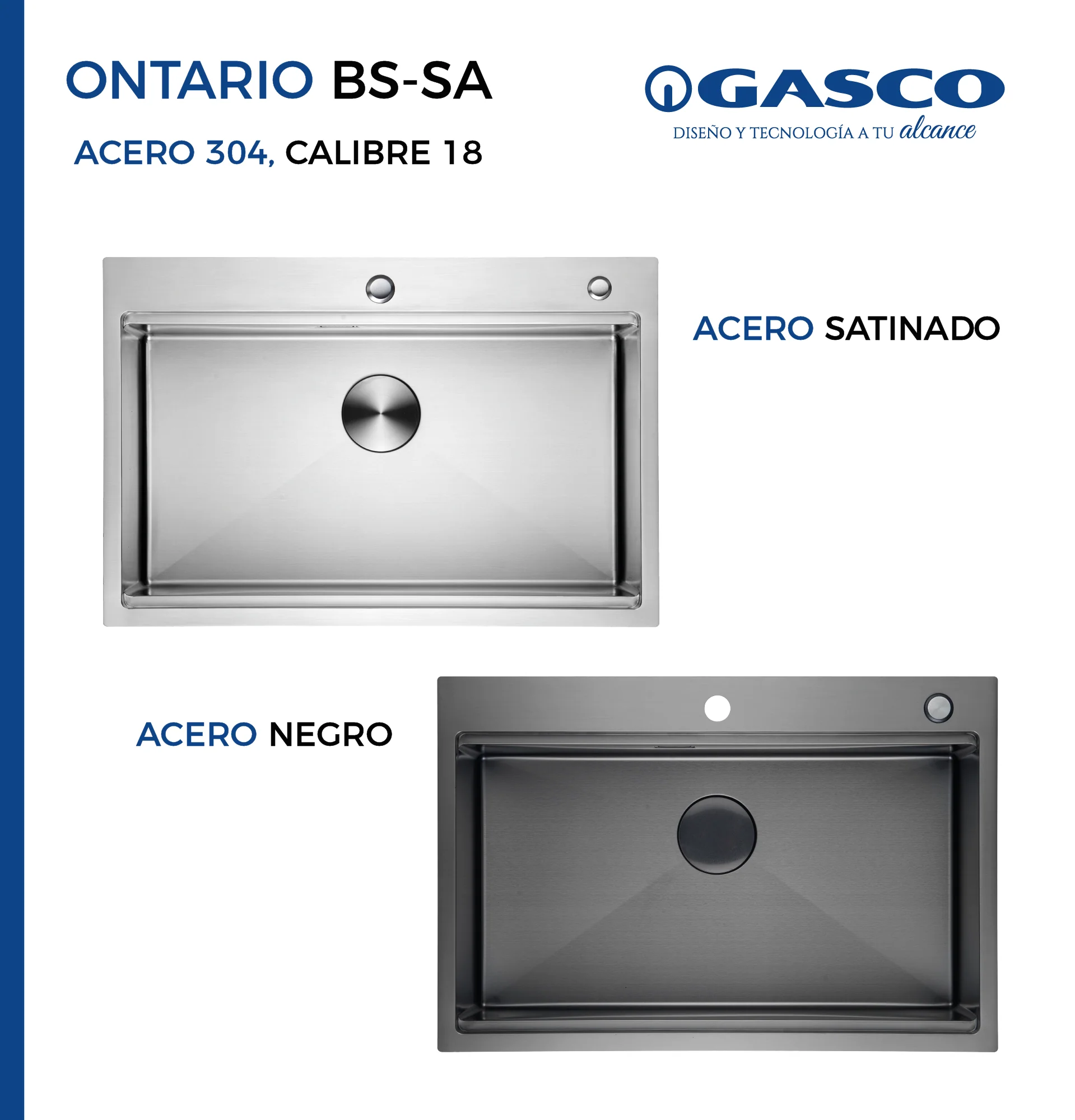 Fregador Sobre Bajo Tope de Acero Inoxidable Deluxe Ontario (BS) Gasco - Image 3