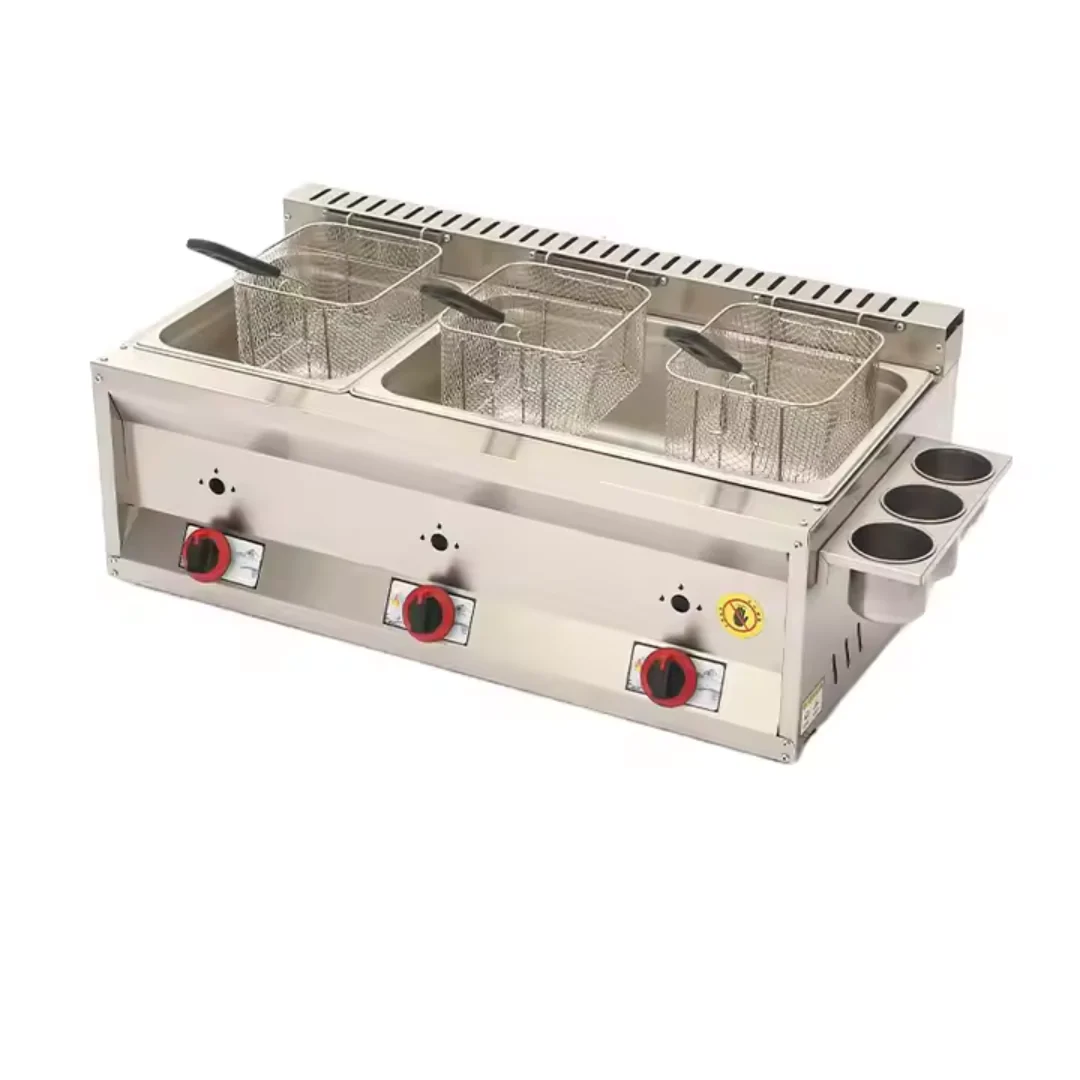 Freidora a Gas de Acero Inoxidable 6L+6L+6L FCS-36L - Image 2