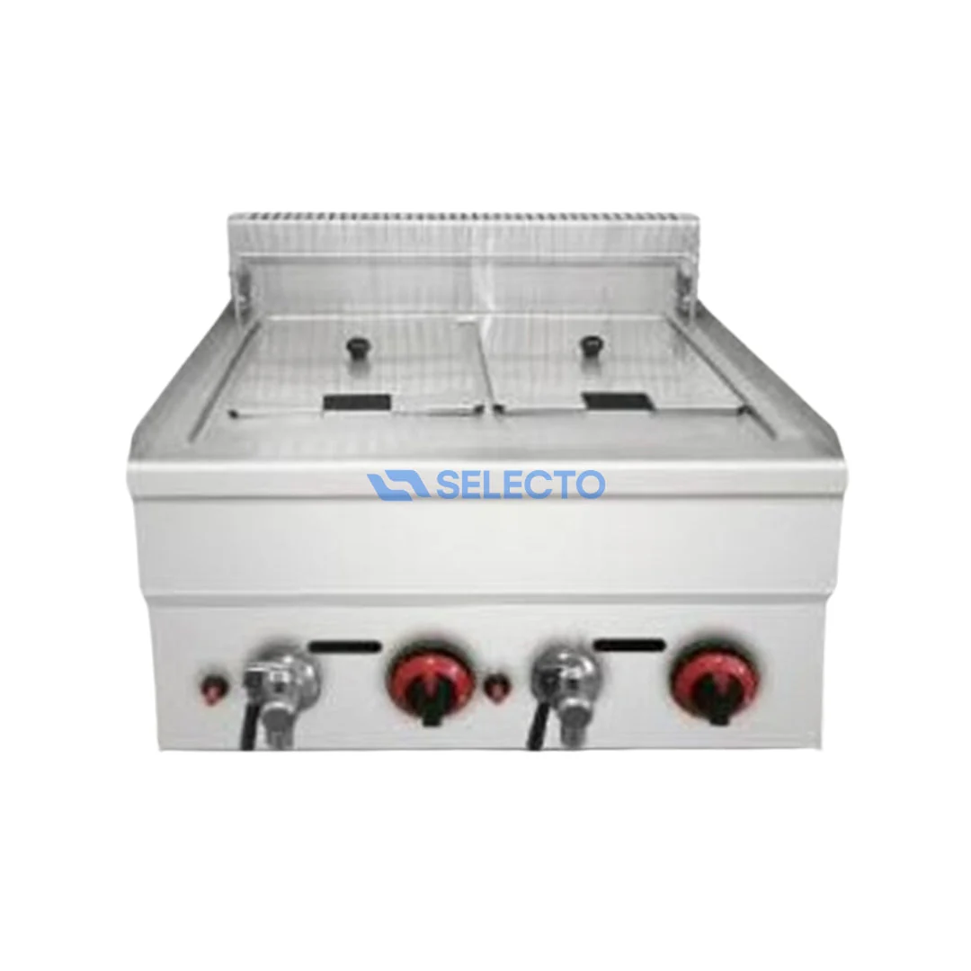 Freidora a Gas de Acero Inoxidable Doble Canasta 16L+16L HGF-162L
