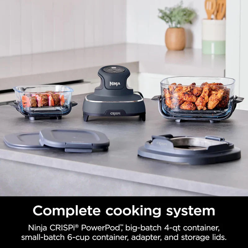 Freidora De Aire Transparente Crispi Ninja 4 En 1. Air Fryer Portátil De Vidrio, 2 Recipientes De 5.7 Y 1.41 L. Ninja NJS-37-FN101GY - Image 2