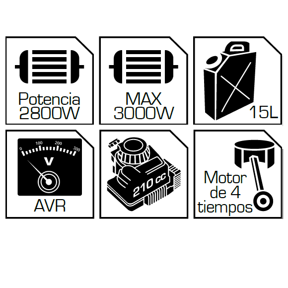 Generador Gasolina Total 110V-220V 60Hz 7.0 HP. 3000 W (RPM):3600. Inicio De Cuerda. Motor De 4 Tiempos Total UTP130005 - Image 3