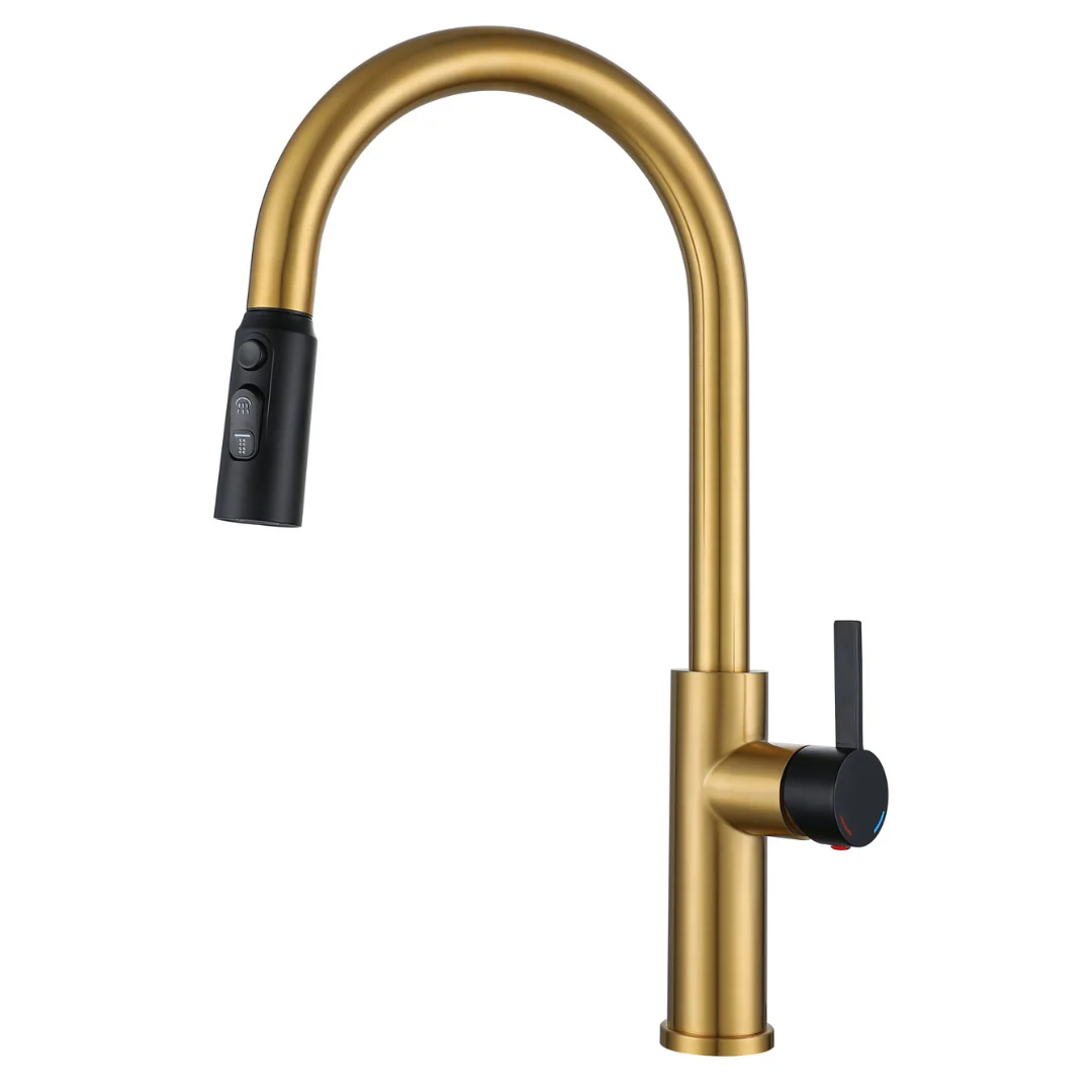 Grifo de Acero Inoxidable Dorado GIRONA-G con Manguera Flexible Gasco - Image 2