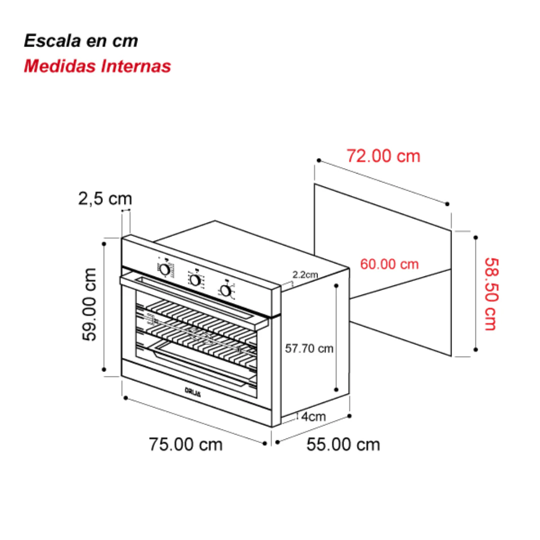 Horno Empotrable Caribe 76 Eléctrico Drija - Image 3