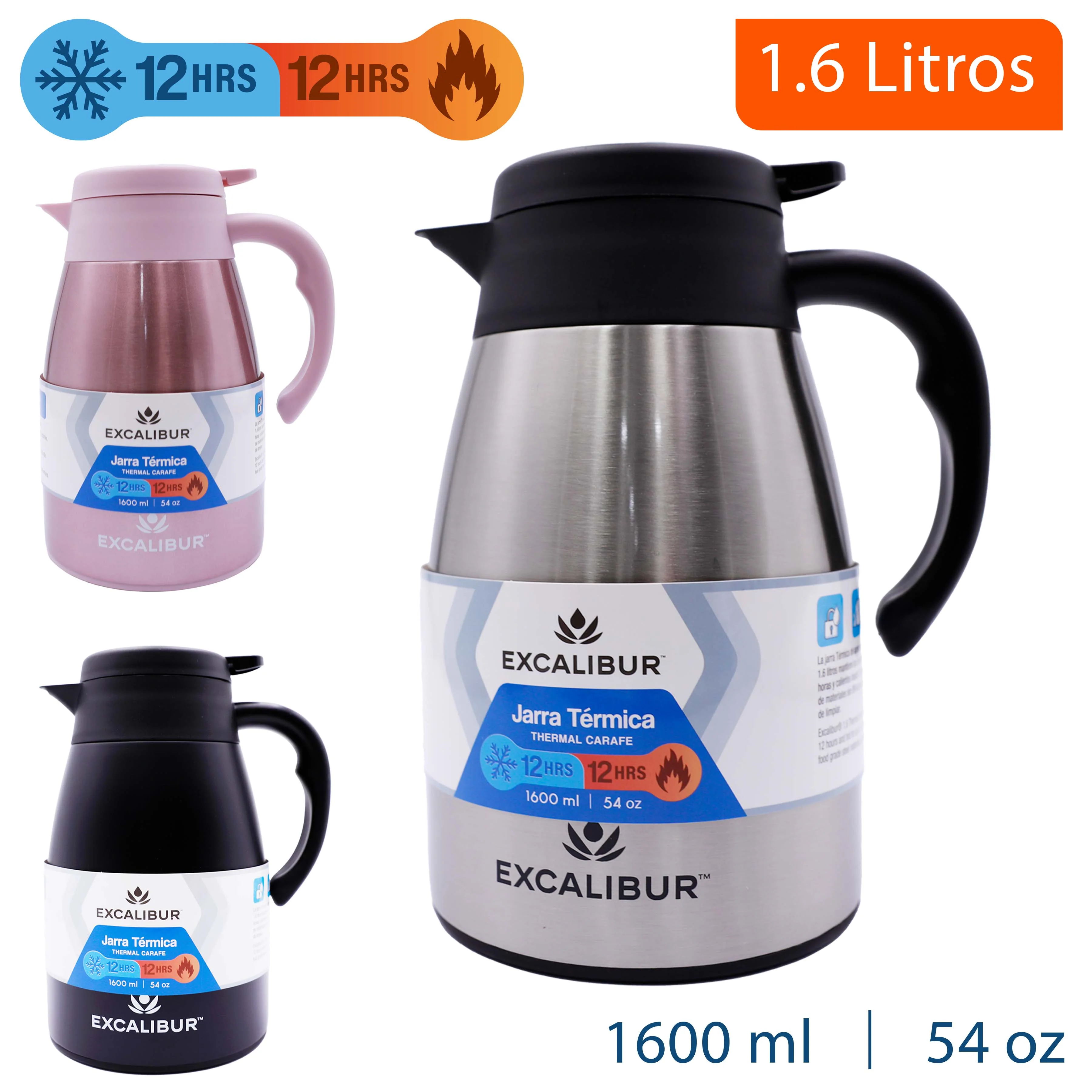 Jarra Térmica en Acero Inoxidable de 1600ml Excalibur A164-BD201