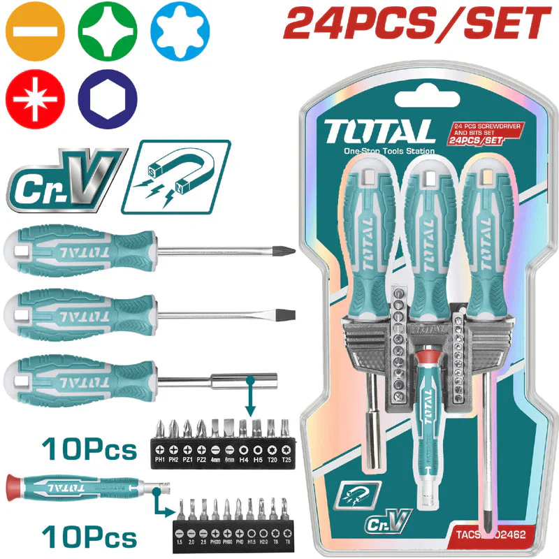 Juego De 24 Piezas De Destornilladores Y Puntas. TACSD302462