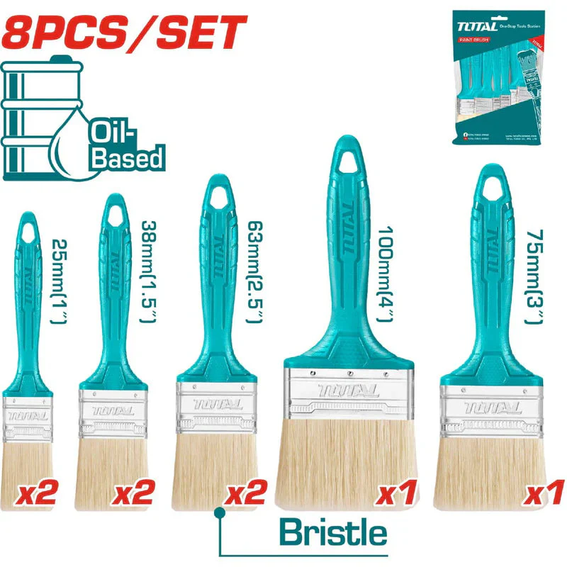 Juego De 8 Brochas Para Pintura A Base De Aceite. Total THT8450801