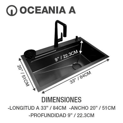 Kit Fregador + Grifo de Acero Inoxidable 304 Oceania 33 Gasco - Image 2