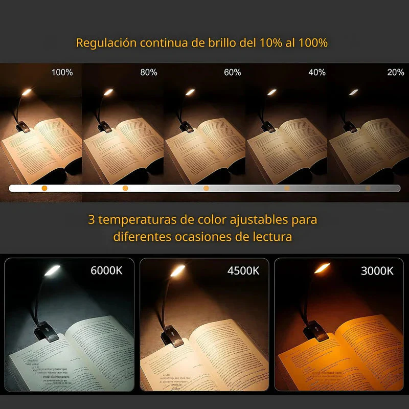 Lámpara De Lectura Con Clip. Luz Nocturna Para Leer Libros. Foco LED Para Estudio Recargable Con Duración De Hasta 10 Horas. TU065 - Image 5