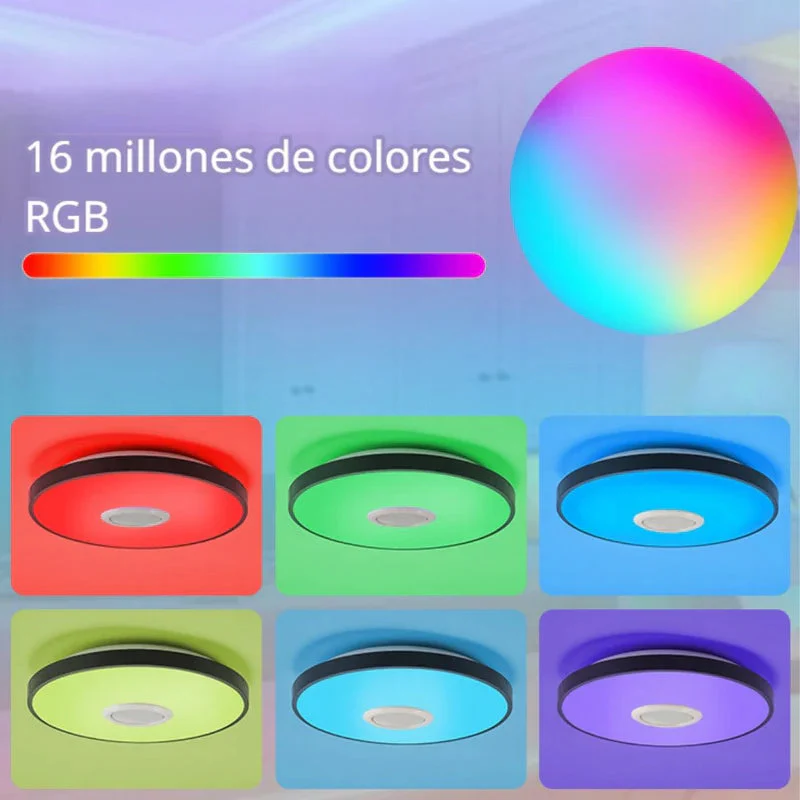 Lámpara De Techo Led Inteligente RGB Con Bocina Wifi Bluetooth Con Control Remoto Y App Tuya 36W 11.8” (30Cm). Cobertura 5-10M². TU585 - Image 3