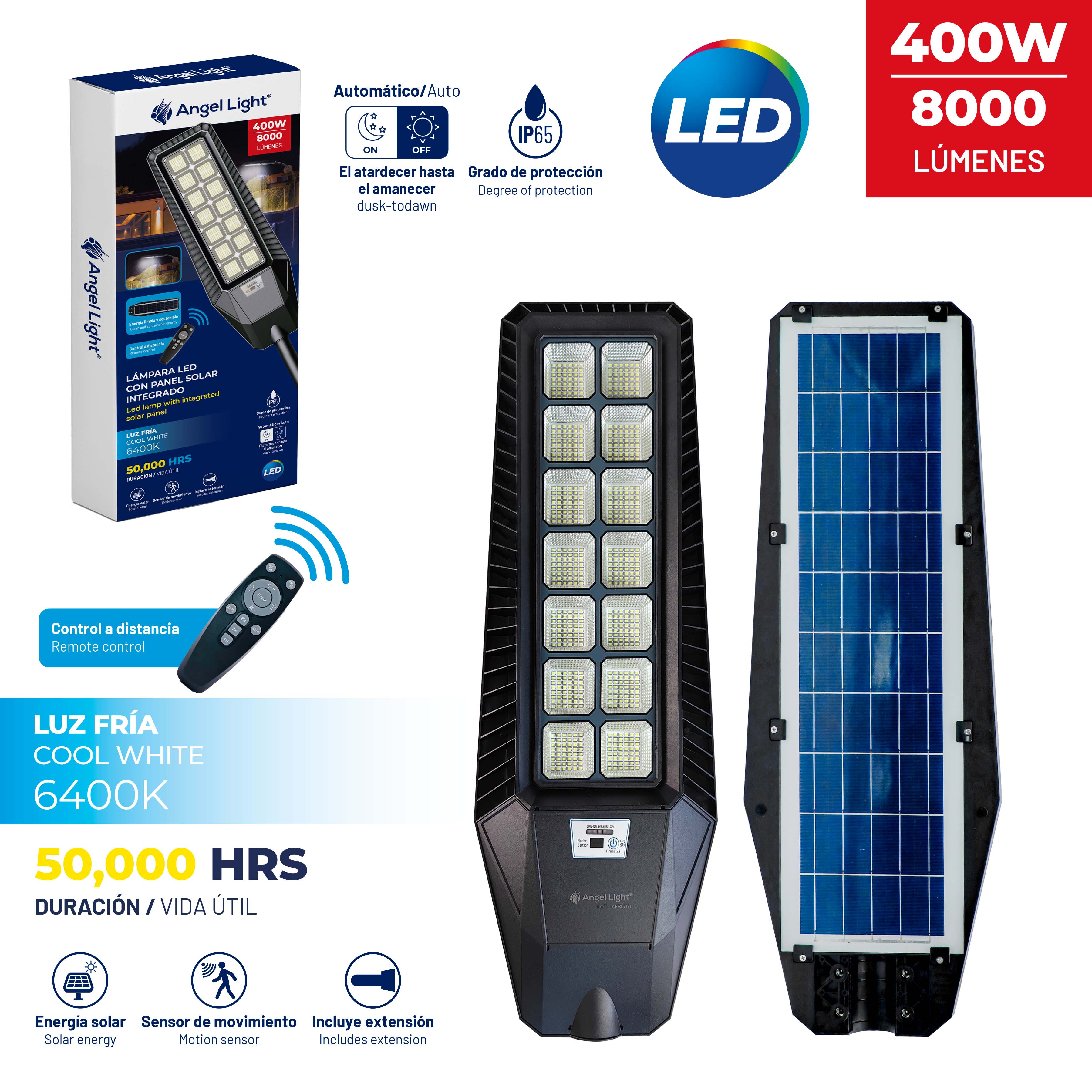 Lampara LED con Panel Solar 400W Angel Light A105-GSD-400W