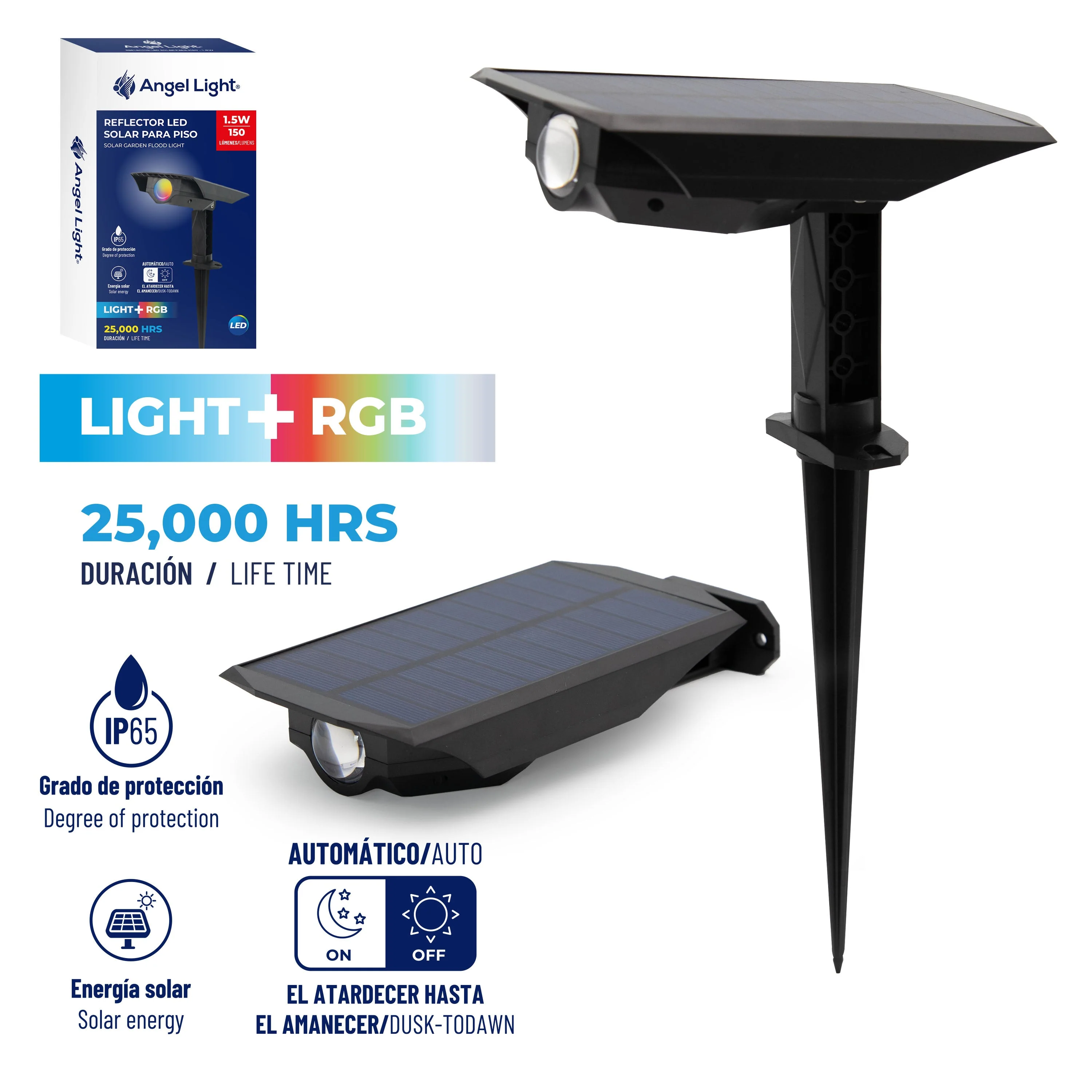 Lampara para Jardín LED con Panel Solar Angel Light AL-SGL-RGB