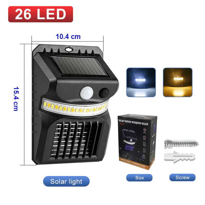 Lámpara Solar Antimosquitos De 26 LED Con Sensor De Movimiento. Luz Blanca Y Cálida. Trampa Mata Insectos Con Panel Solar. TU249 - Image 6