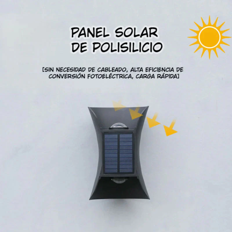 Lámpara Solar De Pared LED. Luz Blanca Y Cálida Decorativa Para Exterior. Foco Con Panel Solar. TU339 - Image 3