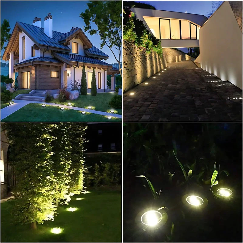 Lampara Solar De Piso Para Exterior. Foco Con 8 LED. Luz Cálida. Resistente Al Agua IP65. (Pack De 4) TU312 - Image 3
