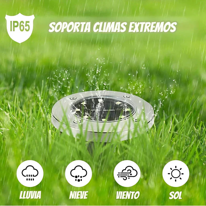 Lampara Solar De Piso Para Exterior. Foco Con 8 LED. Luz Cálida. Resistente Al Agua IP65. (Pack De 4) TU312 - Image 5