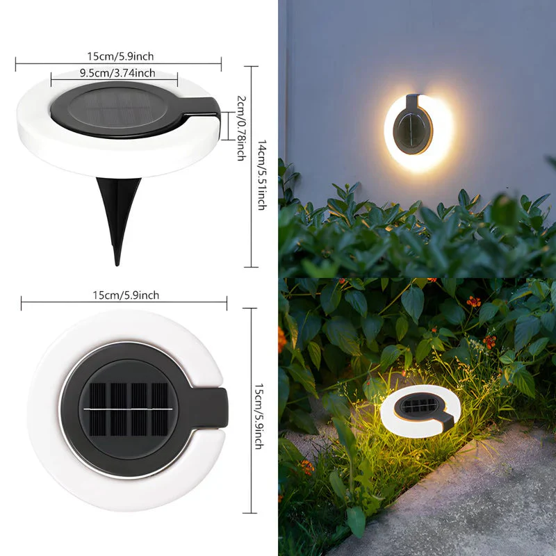 Lampara Solar LED Circular Para Jardín O Exteriores. Luz Cálida. Foco Con Panel Solar Para Piso O Caminos. TU341 - Image 4