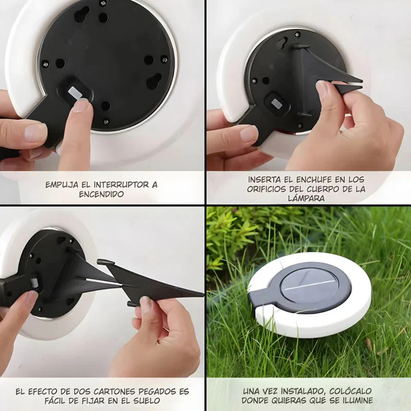 Lampara Solar LED Circular Para Jardín O Exteriores. Luz Cálida. Foco Con Panel Solar Para Piso O Caminos. TU341 - Image 5