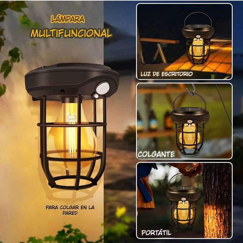 Lámpara Solar LED Portátil Con Sensor De Movimiento. Foco Luz Para Exterior Con Asa De Colgar Y Panel Solar. TU253 - Image 2