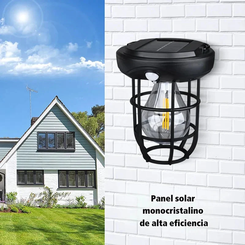 Lámpara Solar LED Portátil Con Sensor De Movimiento. Foco Luz Para Exterior Con Asa De Colgar Y Panel Solar. TU253 - Image 3