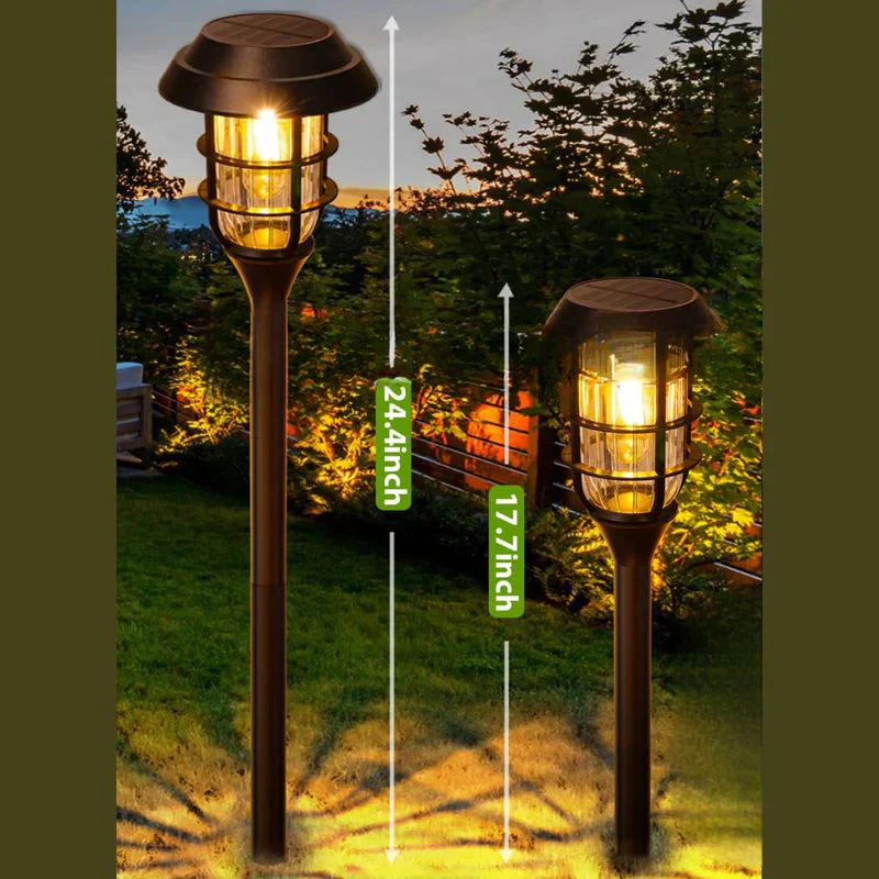 Lampara Solar Para Césped Tipo Estaca LED. (Pack De 8) Lampara Negra Con Panel Solar Integrado. Para Jardín. (Luz Cálida). Foco TU058 - Image 3