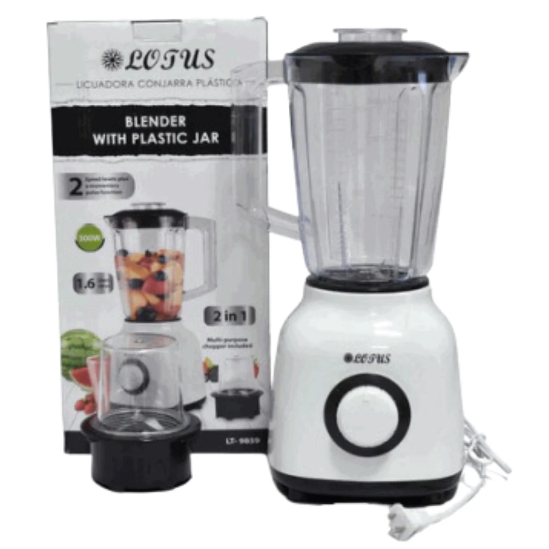 Licuadora 2en1 con Jarra Plástica de 1.6L Blanco Lotus LT-9859