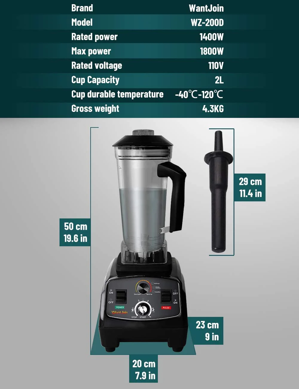 Licuadora Comercial Eléctrica de 2.0L ROHS-110V - Image 3
