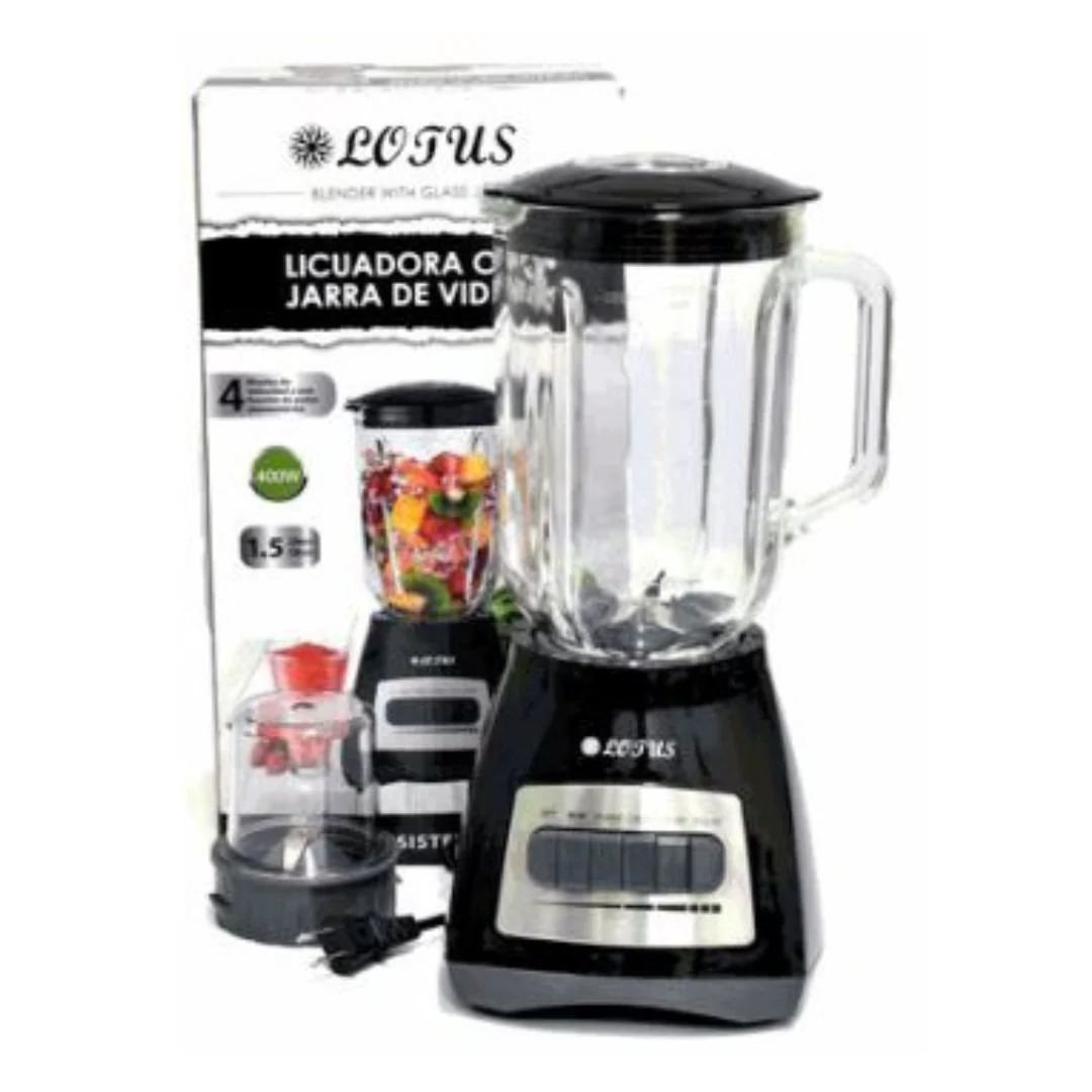 Licuadora con Jarra de Vidrio + Procesador de Alimentos 4 Velocidades 1.5 Litros 400W Lotus LT-947 - Image 3