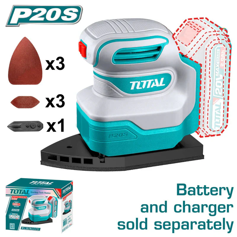 Lijadora Delta Triangular Orbital De Mano Inalámbrica 20V 12000Rpm. De Palma Incluye 3 Hojas. Batería Y Cargador Por Separado. Super Total TPSLI2014