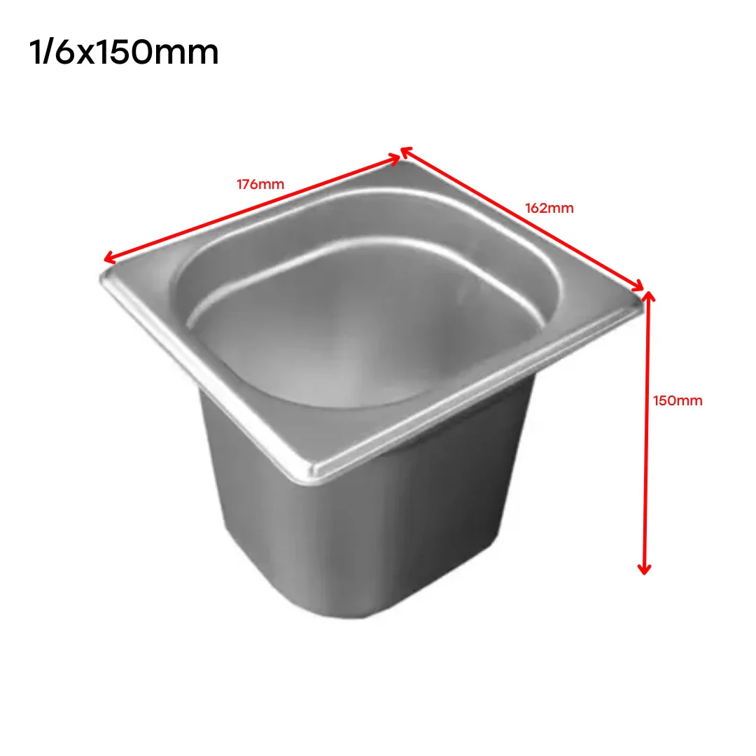Bandeja GN Pan de Acero Inoxidable 1/6x150mm 176*162*150mm H5425
