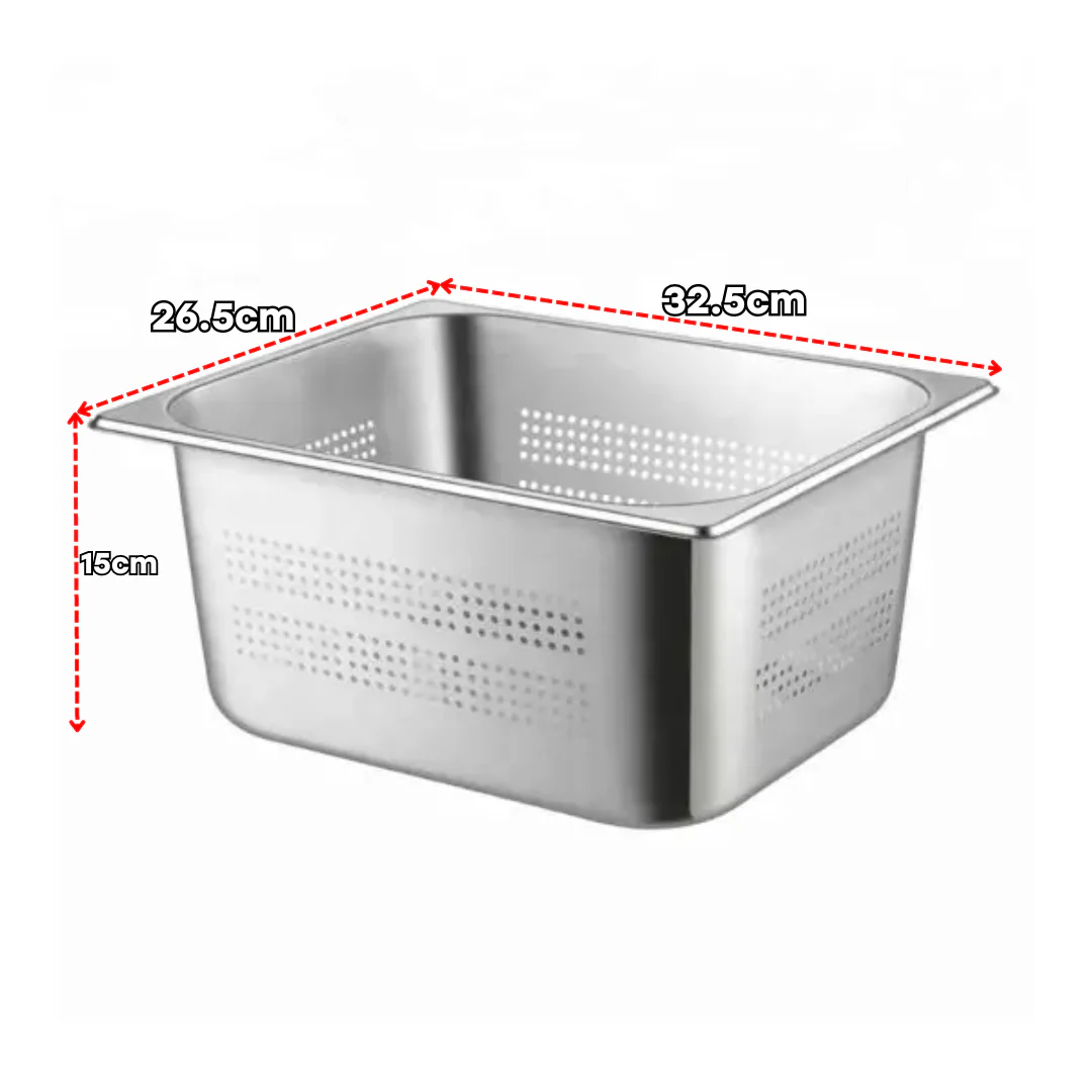 Bandeja GN Pan Perforado de Acero Inoxidable 1/2x150mm H5411P