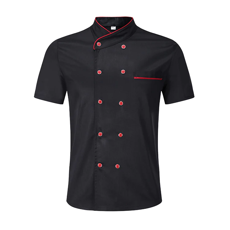 Uniforme Camisa Chaqueta de Chef Cocinero Estilo Filipina Manga Corta Negro Unisex 4 Tallas Disponibles 902101/9002102/902103/902104